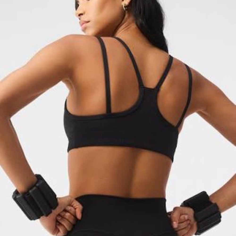 NWT - Alo Yoga Airlift Ribbed Jump Start V-Neck Bra Black Size Small - Picture 2 of 5